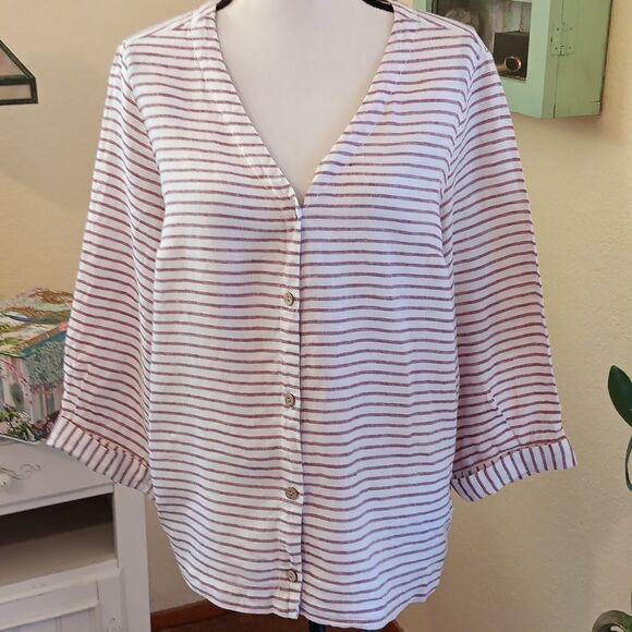 Artisan NY Linen Top. Beachy. Coastal. - Picture 1 of 9